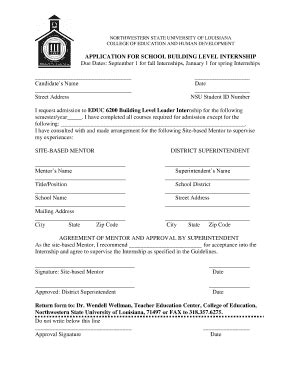 Fillable Online Delt Nsula Edl Internship Application Nsu Delt