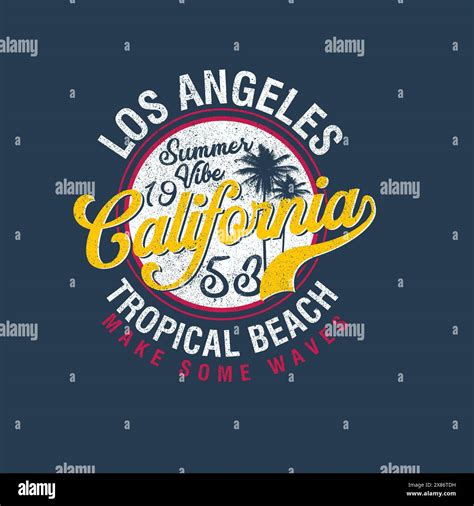 Los Angeles California Tropical Summer Beach Vibes Typography T Shirt