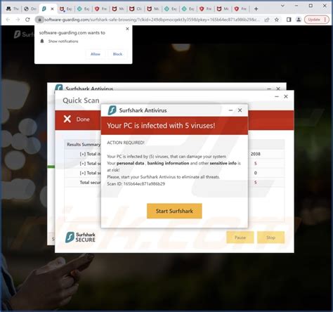 Pop Up Arnaque Surfshark Your Pc Is Infected With Viruses Tapes