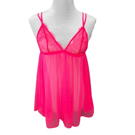 Victorias Secret Babydoll Mesh Nightie Lingerie Neon Gem