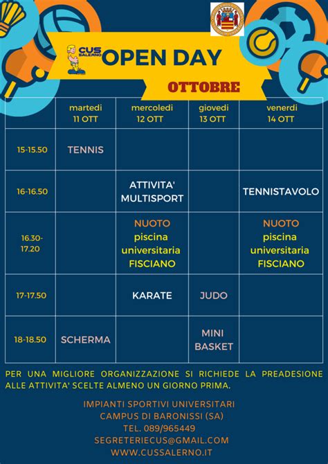 Open Day Al Cus Salerno Ecco I Prossimi Appuntamenti Con Lo Sport C