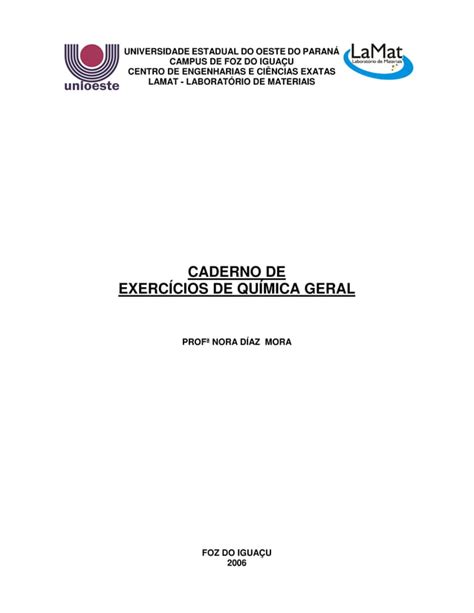 Apostila Exerc Cios De Qu Mica Geral PDF