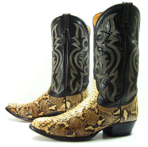 Vintage Tony Lama Python Snake Skin Cowboy Boots Mens D