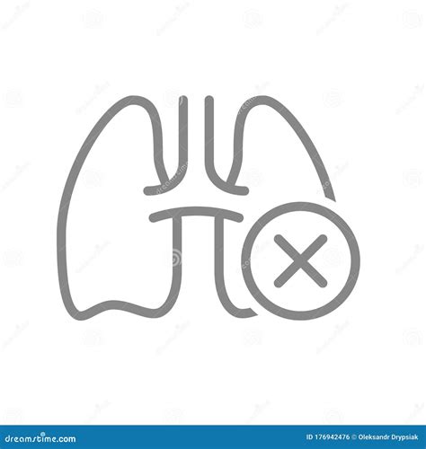 Polmoni Con L Icona Della Linea Del Segno Di Spunta Incrociato