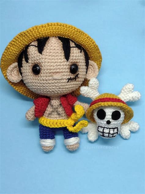 Monkey D Luffy One Piece Caveira Amigurumi Presente Anime Pontos