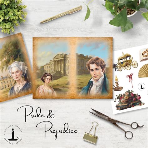 Pride And Prejudice Junk Journal Digital Kit Scrapbooking Supplies