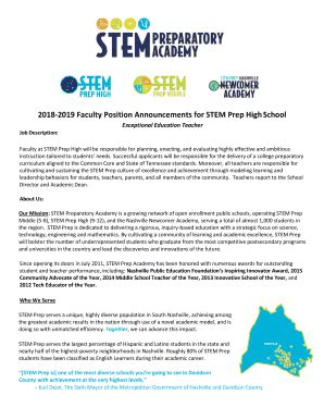 Fillable Online 2018 2019 Faculty Position Announcements For STEM Prep