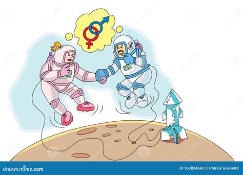 Astronauts In Love Illustration Stock Vector Illustration Of Drawing