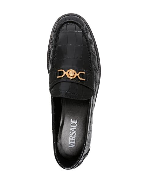 Versace Medusa 95 Crocodile Embossed Loafers Black FARFETCH