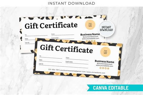 Leopard Editable Gift Certificate Template Snapybiz