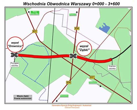 Wschodnia Obwodnica Warszawy mapa odcinka drogi S17 Drewnica Ząbki