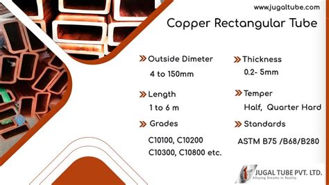 Copper Rectangular Tube Seamless Rectangle Cu Pipe Tubing Sizes