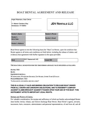 Fillable Online Boat Rental Agreement And Release Fax Email Print