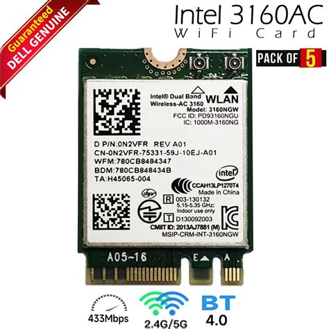 Dell Intel Wireless AC 3160 Dual Band WLAN WIFI Bluetooth M 2 Card