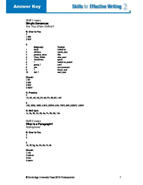 Cambridge Skills For Effective Writing Answer Key Pdfcoffee