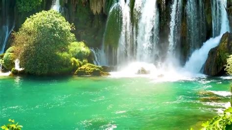 Calming Waterfall On The Turquoise River Nature Sounds 10 Hours