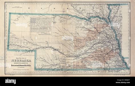 0215 Railroad Maps Map Of The State Of Nebraska Showing The Lands Of