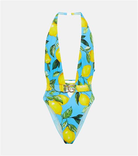 Printed Halterneck Swimsuit In Multicoloured Dolce Gabbana Mytheresa