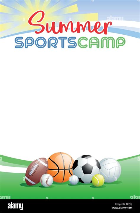 Summer Sports Camp Template Poster With Different Sports Balls Place