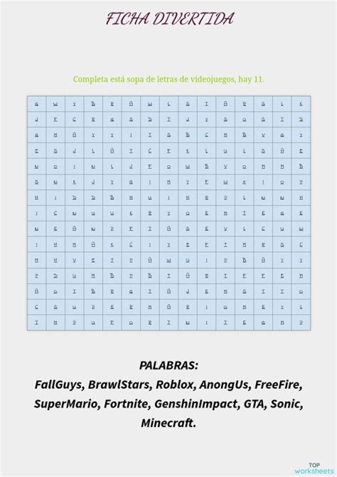 Ficha Divertida Ficha Interactiva Topworksheets