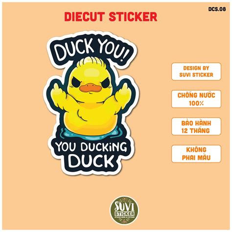 Dcs08 Sticker Diecut Cắt Rời Duck Duck Chống Nước Dán Macbook Laptop