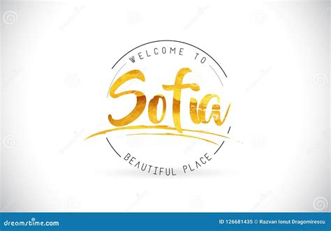 Sofia Welcome To Word Text With Handwritten Font And Golden Text