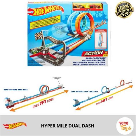 Promo Hot Wheels Action Double Loop Dash Drag Racing Playset Track Hotwheels Multy Colour