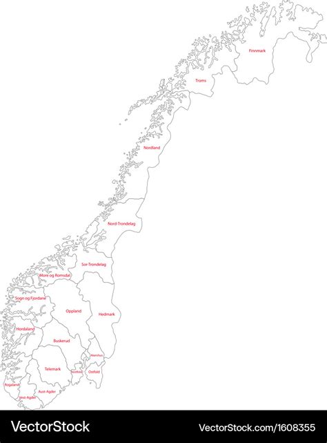 Outline Norway Map Royalty Free Vector Image VectorStock