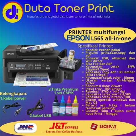 Jual Printer Epson L565 All In One Print Scan Copy Adf WiFi Fax Siap