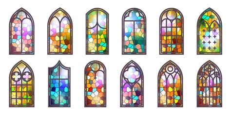 Stained Glass Windows Set Royalty Free Vector Image