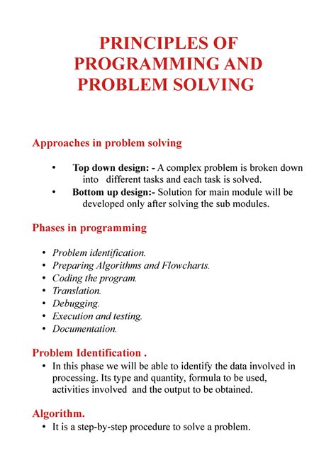 Algorithm And Flowchart PRINCIPLES OF PROGRAMMING AND PROBLEM SOLVING