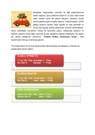 Perfect continuous tense konu anlatımı PDF