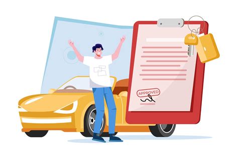 Man Getting A Car Loan Approved Illustration Concept On White