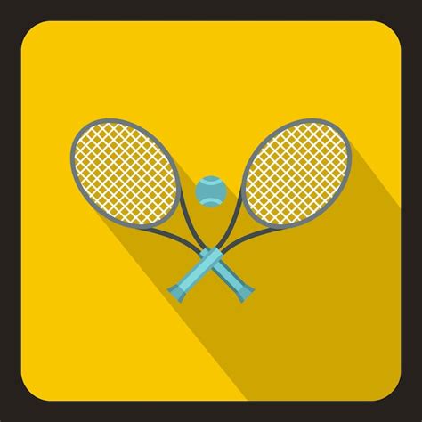 Premium Vector Tennis Racket And Ball Icon In Flat Style With Long