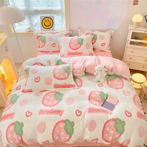 Morromorn Pink Duvet Cover Queen Strawberry Bedding Sets