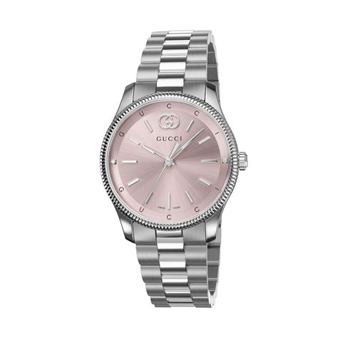 Gucci G Timeless Stainless Steel And Pink Dial 29mm Watch