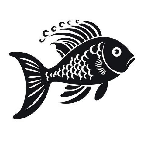 Premium Photo | Stylized Black And White Aquarium Fish Silhouette