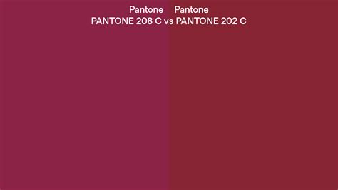 Pantone 208 C vs PANTONE 202 C side by side comparison