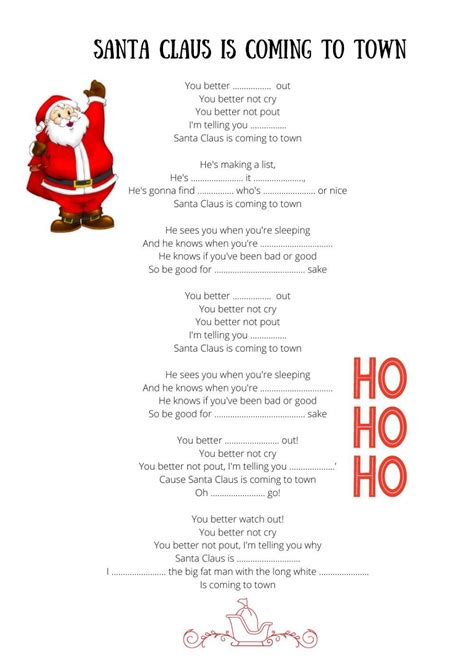 Free Printable Lyrics Santa Claus Coming Town Download Free Printable Lyrics Santa Claus Coming