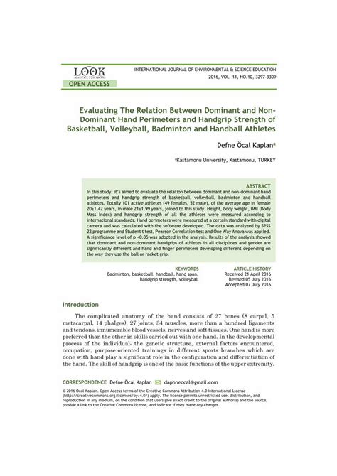 Pdf Evaluating The Relation Between Dominant And Non Handball