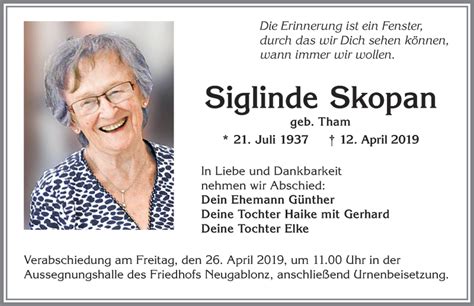 Traueranzeigen von Siglinde Skopan Allgäuer Zeitung