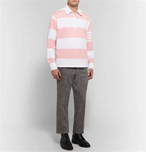 Thom Browne Striped Cotton Polo Shirt Men Pink Thom Browne