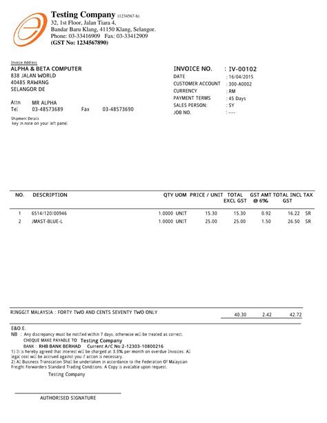 Sales Invoice Forwarding Everest Systems Sdn Bhd