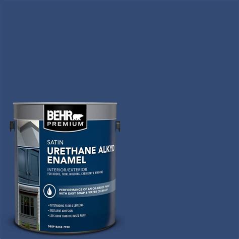 BEHR PREMIUM 1 gal. #S-H-580 Navy Blue Urethane Alkyd Satin Enamel ...