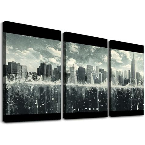 Ulloord Shoic Wall Art - Large City Skyline Canvas Picture Prints Black ...