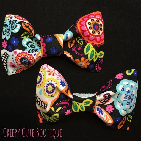 Sugar Skull Hair Bow Bow Tie By Creepycutebootique On Etsy