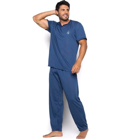 Pijama Bravaa Store Masculino Longo Adulto Manga Curta Cal A Meia