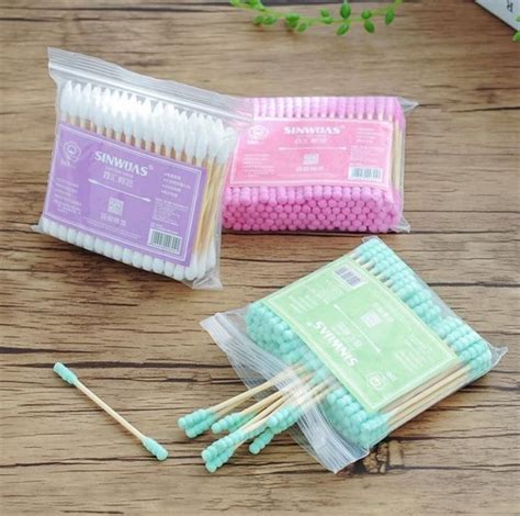 Wooden Handle Cotton Buds Adult Swab Thin Bud Swabs Cleaning Double