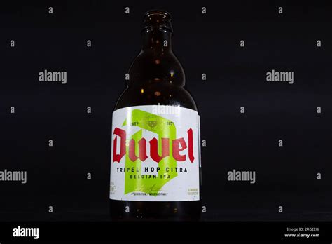 Picture of a bottle with the logo of Duvel Tripel Hop Citra on a label. Duvel Moortgat Brewery ...