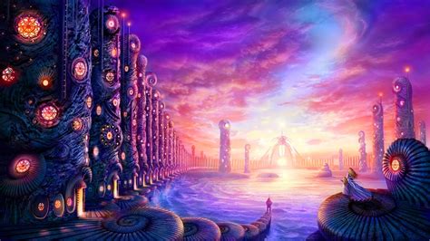 Purple And Pink Sky Fantasy Art Glow Clouds Surreal Art Fantasy